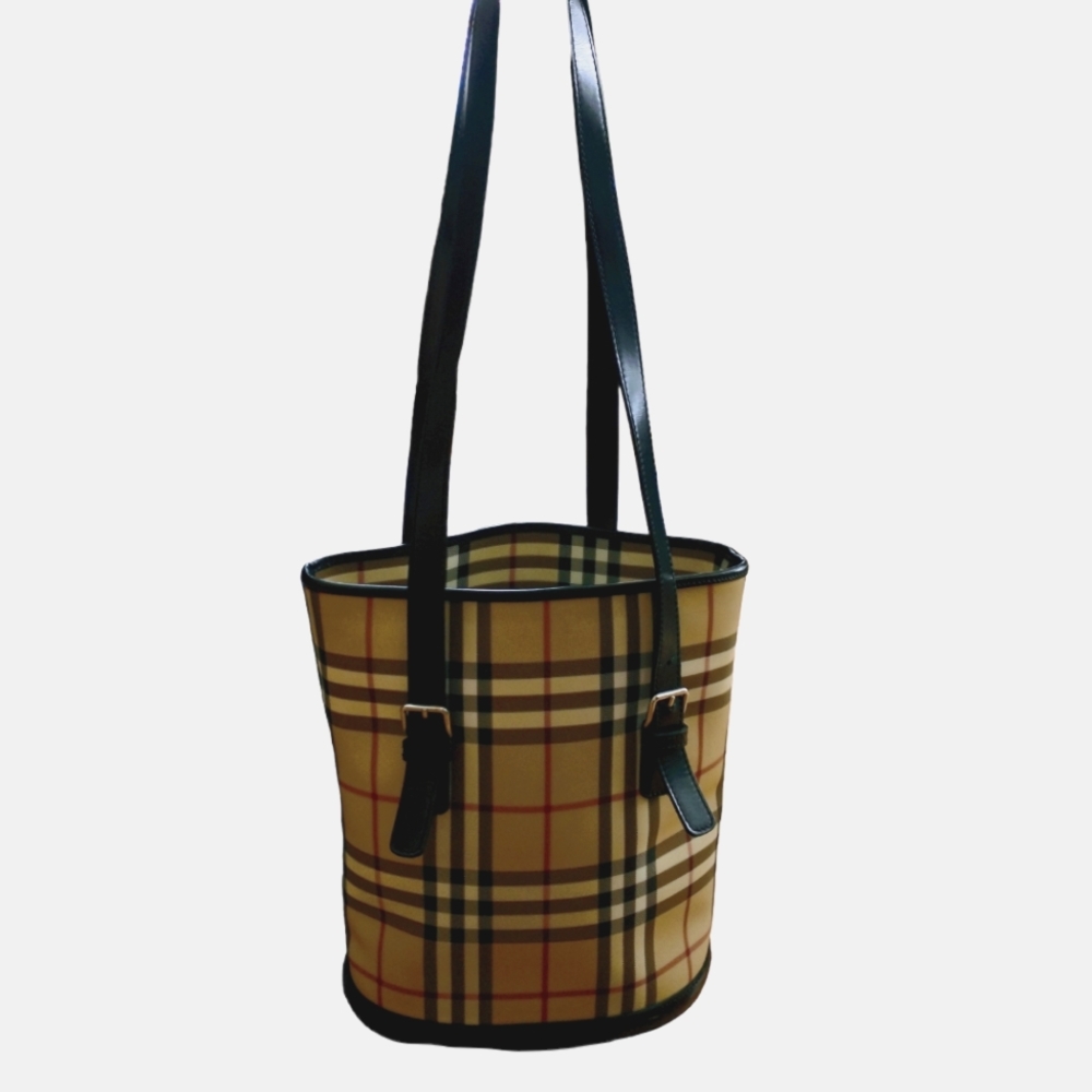 Burberry Nova Beige/Brown Check, Adjustable Strap Check Bucket Bag. - Picture 8 of 15